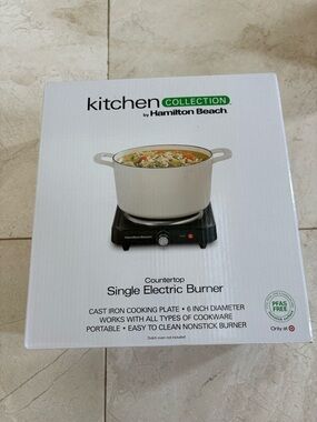 Hamilton Beach Black and White Single Electric Countertop Burner